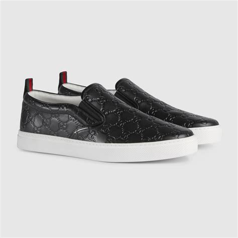 mens black gucci trainers|men gucci slip on sneakers.